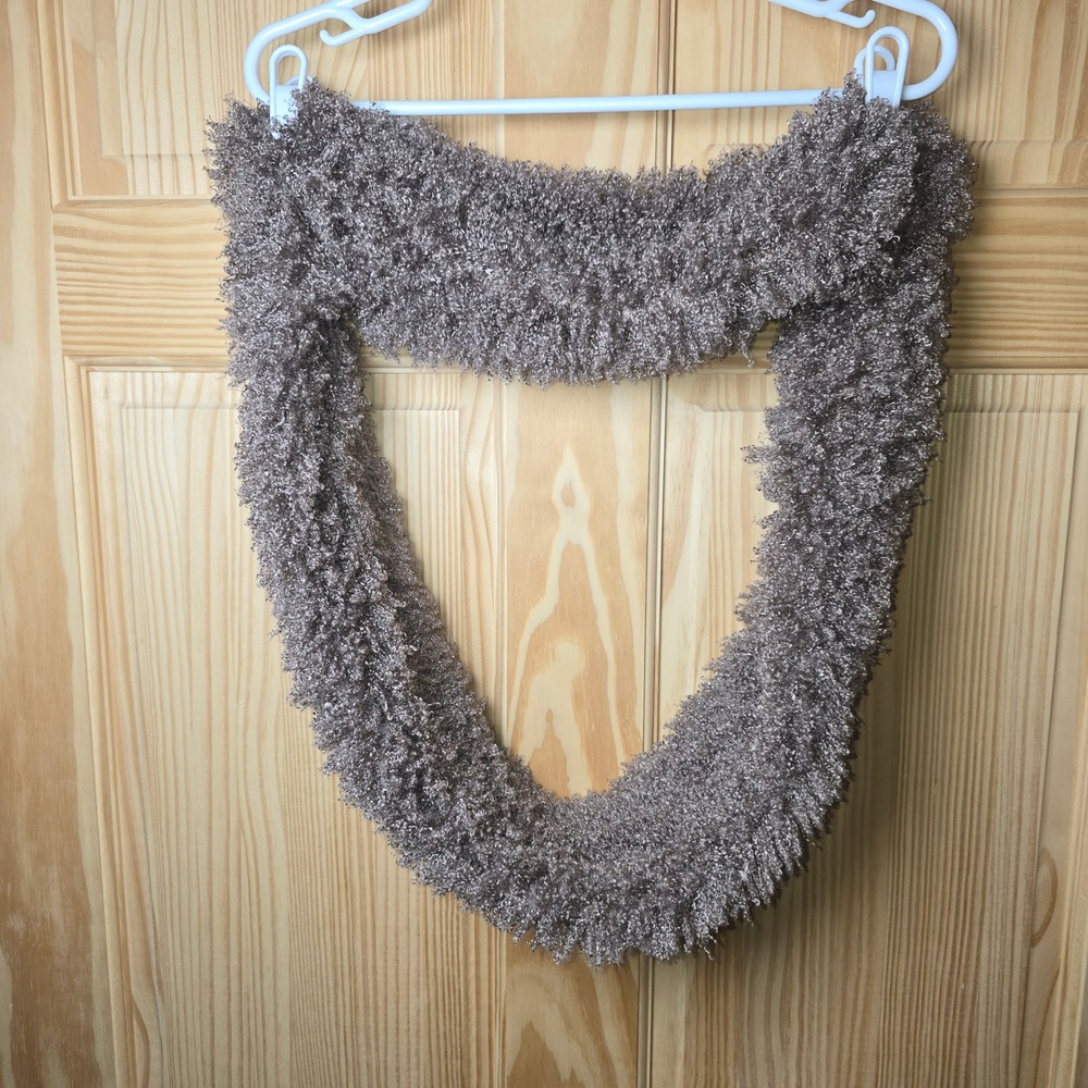 Coco + Carmen Infinity Scarf Carmel Tan Brown Fluffy Winter Wear 30"x 6"